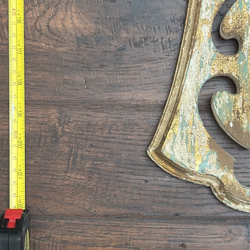 Rustic Wooden Cross with hints of cream, brown, gold and turquoise - Picture 5 of 8